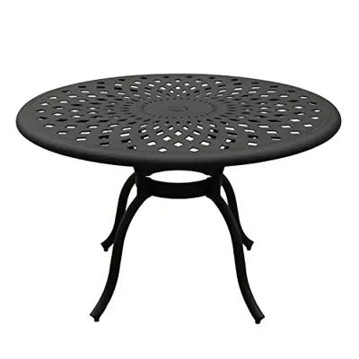 Oakland Living 1389-ROUND-48-TABLE-LBK Modern Outdoor Mesh Aluminum 48-in Black Round Patio Dining Table - 48 inch round cast aluminum patio tables - B09NDZBJWN