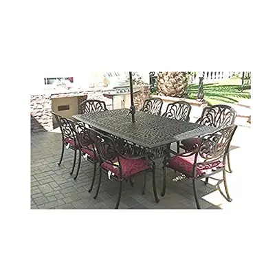 Cast Aluminum Outdoor Furniture Elisabeth 9pc Patio Dining Set with 44