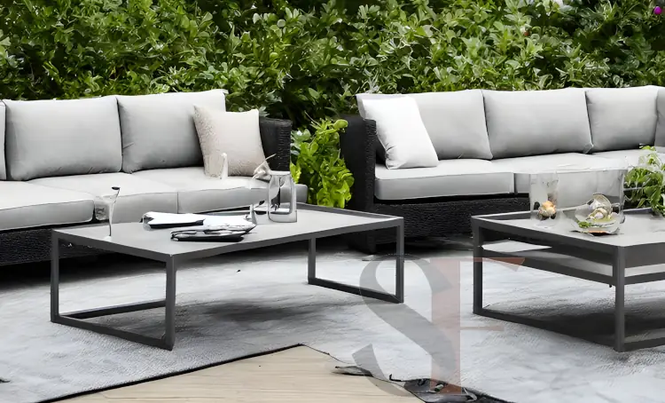 Cast Aluminum Coffee Table near patio sofas