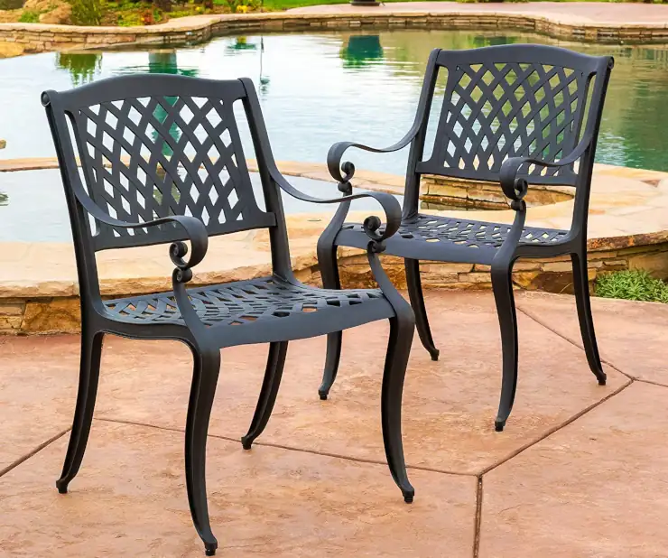 Christopher Knight Home Hallandale Outdoor Cast Aluminum Chairs, 2-Pcs Set, Black Sand Review 02