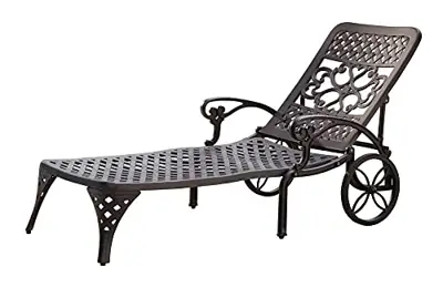 Homestyles 6654-83 Sanibel Outdoor Chaise Lounge, Black - black cast aluminum chaise lounges - B0932L2C41