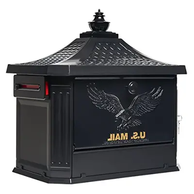 Gibraltar Mailboxes Hamilton Large Capacity Cast Aluminum Black, Post-Mount Mailbox, HM200B00 - black cast aluminum mailboxes - B072HFSTWR