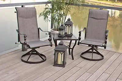 Pebble Lane Living Set of 2 Cast Aluminum Swivel Patio Dining Chairs with Padded Headrests - black cast aluminum patio chair sets - B00JELVT56