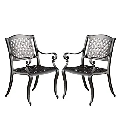 Christopher Knight Home Hallandale Outdoor Cast Aluminum Chairs, 2-Pcs Set, Black Sand - black cast aluminum patio chairs - B00K5ZPTRY