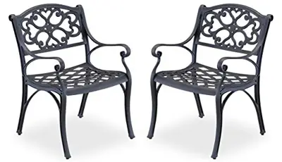 Homestyles 6654-80 Outdoor Chair Pair, Black - black cast aluminum outdoor chairs - B0931Z3YDY