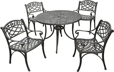 Crosley Furniture KOD6003BK Sedona 5-Piece Solid-Cast Aluminum Outdoor Dining Set with 42-inch Table and 4 Arm Chairs… - black cast aluminum patio dining sets - B007JIW3W4