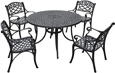 Crosley Furniture KOD6001BK Sedona 5-Piece Solid-Cast Aluminum Outdoor Dining Set with 46-inch Table and 4 Arm Chairs… - black cast aluminum patio dining sets - B007JJ09WO