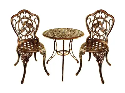 Oakland Living Hummingbird Cast Aluminum 24-Inch Glass Top Table with 3-Piece Bistro Set, Antique Bronze - bronze cast aluminum bistro sets - B001NAQGAY