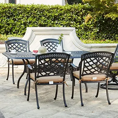 Darlee Sedona 7 Piece Cast Aluminum Patio Dining Set with Lattice Table - Antique Bronze - bronze cast aluminum patio furniture - B007YPXTXE