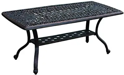 Darlee Elisabeth Cast Aluminum Rectangular Coffee Table, 21'' x 42'' Antique Bronze Finish - bronze cast aluminum tables - B014GXSTTK