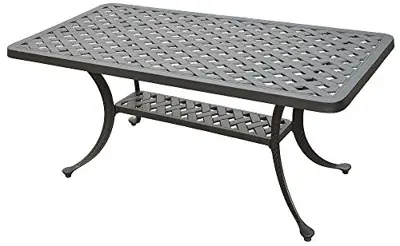 Nassau Patio Coffee Table Rectangle Outdoor Cast Aluminum - Desert Bronze - bronze cast aluminum tables - B0157JMQ2I