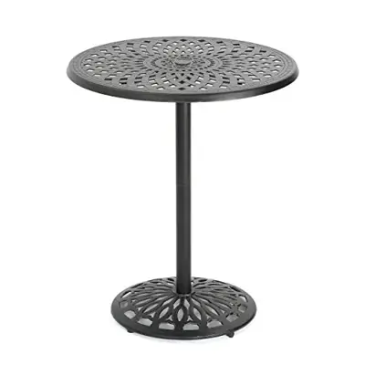 Christopher Knight Home Arlana Outdoor Cast Aluminum Bar Table, Shiny Copper Finish - cast aluminum bar tables - B07CGZPBZ7