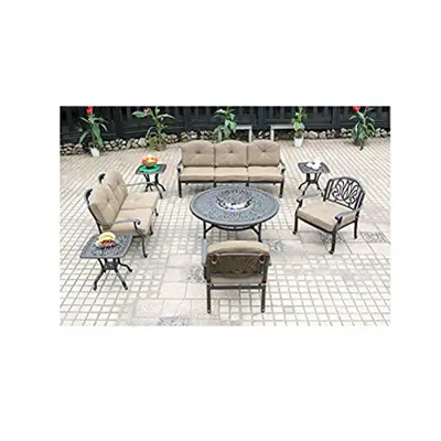 8 Piece Deep Seating Group Elisabeth Patio Conversation Set Cast Aluminum Outdoor Furniture. - cast aluminum conversation sets - B015AFK7CU