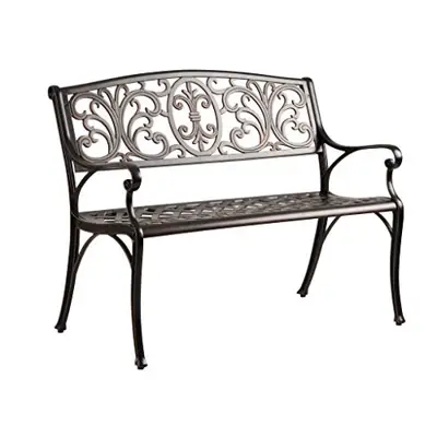 Patio Sense 63284 Decatur Cast Aluminum Patio Bench Heavy Duty Rust Free Metal Construction Front Porch Backyard Lawn… - cast aluminum garden benches - B07YDTX66Y