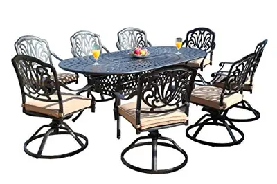 GrandPatioFurniture.com CBM Patio Elisabeth Collection Cast Aluminum 9 Piece Dining Set with 8 Swivel Rockers SH211-8S… - cast aluminum outdoor dining sets for 8 - B0718ZF1PR