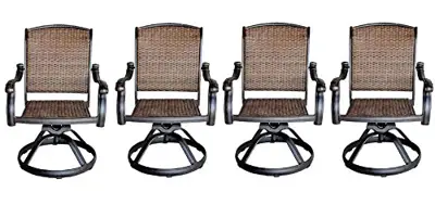 Sunvuepatio Patio Outdoor Santa Clara Swivel Rocker Dining Chairs Set of 4 Solid Cast Aluminum Furniture Dark Bronze - cast aluminum outdoor swivel chairs - B015FLYNEW