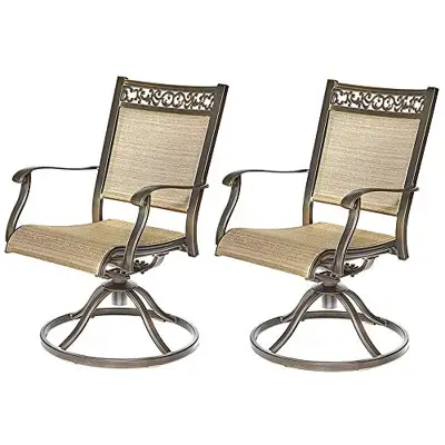 Dali Swivel Rocker Chair, Cast Aluminum All-Weather Comfort Club Arm Patio Dining Chair 2 Pc - cast aluminum outdoor swivel chairs - B0796RXP46