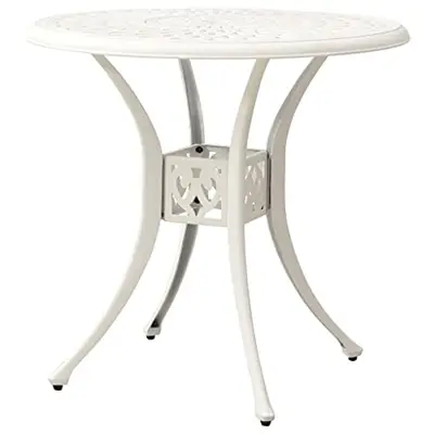 YUUIKLLE Outdoor Patio Dining Bistro Round Table, Indoor and Outdoor Furniture Easy Assembly, Console, White 30.7