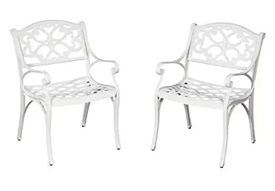 Homestyles 6652-80 Outdoor Chair Pair, Off White - cast aluminum patio chairs - B0932GMDVB