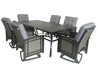 Pebble Lane Living 7pc Cast Aluminum Swivel Rocking Patio Dining Set - cast aluminum patio dining sets - B00TY2ZLD6