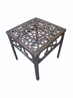 Oakland Living Mississippi Cast Aluminum End Table, 18-Inch, Antique Bronze - cast aluminum patio end tables - B000EUCOZU