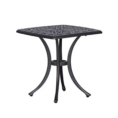 iPatio Athens 21 Inch Side Table in Gunmetal Gray, Outdoor End Table - cast aluminum side tables - B073P2M3SV