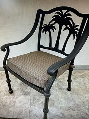 Palm Tree Outdoor Patio Dining Chair Dark Bronze Cast Aluminum Set of 4 - cast aluminum stackable patio chairs - B00R6RRF7G