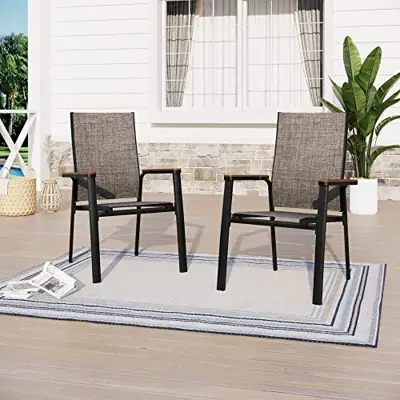 Sophia & William Patio Dining Chairs Aluminium Patio Chairs Lightweight Textilene Dining Chairs set of 2 Outdoor Dining… - cast aluminum stackable patio chairs - B09W57C8HN