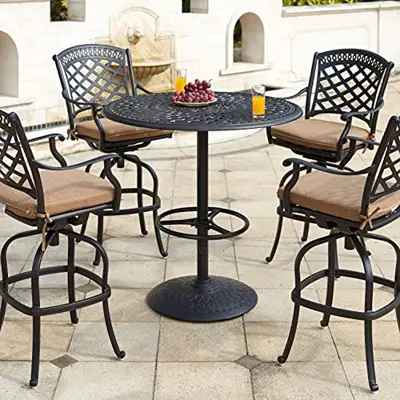 Darlee Sedona 5 Piece Cast Aluminum Patio Bar Set W/ 42 Inch Round Table - ccast aluminum outdoor bar sets - B007YPXU9W