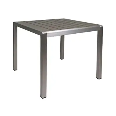 Christopher Knight Home Louie Coral Outdoor Dining Anodized Aluminum-Faux Wood Table Top-Square Gray-35, Silver + Gray - grey cast aluminum patio furniture - B07H92ZLGK