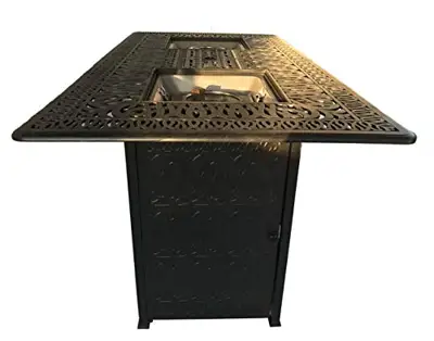 Outdoor Fire Pit Bar Height Double Burner Table Elisabeth Cast Aluminum Patio Furniture - large cast aluminum patio table - B015BR38G4