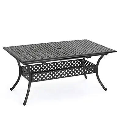 Christopher Knight Home Abigail Outdoor Cast Aluminum Expandable Rectangular Dining Table, Shiny Copper Finish - large cast aluminum patio tables - B071JRG1BT