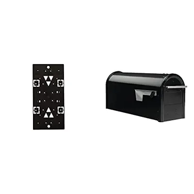 Gibraltar Mailboxes Franklin Medium Capacity Galvanized Steel Black, Post-Mount Mailbox, FM110B00 & Plastic Mailbox Mounting Bracket, PLMB0060 - modern cast aluminum mailboxes - B09379KNKH