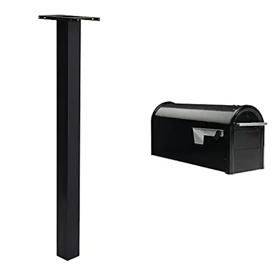 Gibraltar Mailboxes Franklin Medium Capacity Galvanized Steel Black, Post-Mount Mailbox, FM110B00 & Brighton Aluminum Top Mount Mailbox Post (Add Brand () and Model Number (BP000B01) - modern cast aluminum mailboxes - B0937B2VN8