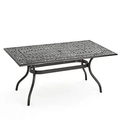 Christopher Knight Home Phoenix Cast Aluminum Rectangle Table, Hammered Bronze - rectangular cast aluminum patio tables - B07CGK1TCY