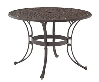 Homestyles Outdoor Dining Table, 42Lx42Dx28.75H, Bronze - round cast aluminum outdoor dining tables - B08YS3V7TG