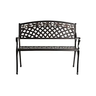 Patio Sense 63285 Scarlet Cast Aluminum Patio Bench Heavy Duty Rust Free Metal Construction Lightweight Easy Assembly… - small cast aluminum bench - B07YDTNZ1M