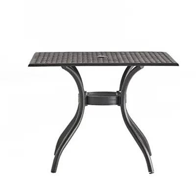 Christopher Knight Home Cayman Cast Aluminum Square Table, Black Sand - square cast aluminum patio tables - B01N1MHP87