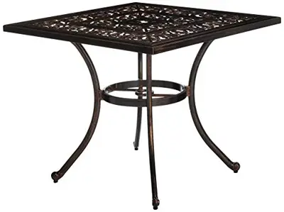 Christopher Knight Home Jamie Outdoor Square Cast Aluminum Dining Table, Shiny Copper - square cast aluminum patio tables - B07GF48DFC