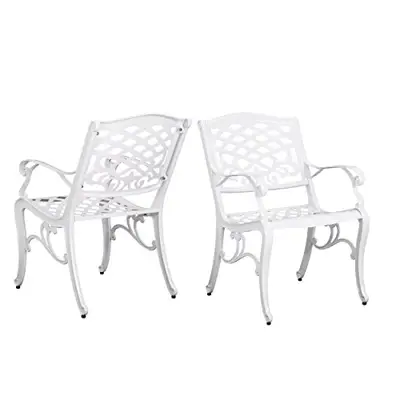 Christopher Knight Home Brody Outdoor White Cast Aluminum Arm Chair (Set of 2) - white cast aluminum chairs - B07DPDC4N1