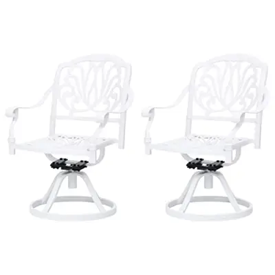 CHARMMA Swivel Patio Chairs 2 pcs Cast Aluminum White-23.64KG - white cast aluminum chairs - B0B14F96CF