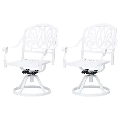 KTHLBRH Swivel Patio Chairs 2 pcs,Patio Chairs,Lounge Chairs,Lawn, Garden,for Patio, Garden, Yards, Indoor,Backyard Cast… - white cast aluminum chairs - B0BPLWR21W