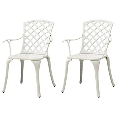 SCARSON Patio Chairs 2 pcs Cast Aluminum White White (14KG/30.8LB) - white cast aluminum chairs - B0BVLQ1MNJ