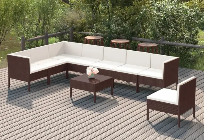 How Much Space Do You Need for a Conversation Set - A big size conversation set 8-seater on a deck