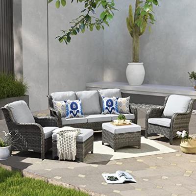 A wicker 5-piece high back patio conversation set - B0B6W87Z55