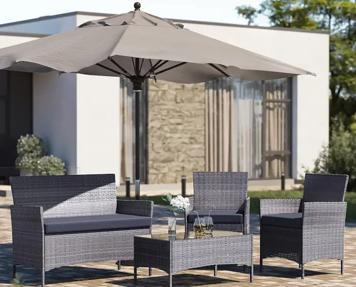 What Color Umbrella Goes with a Gray Outdoor Conversation Set